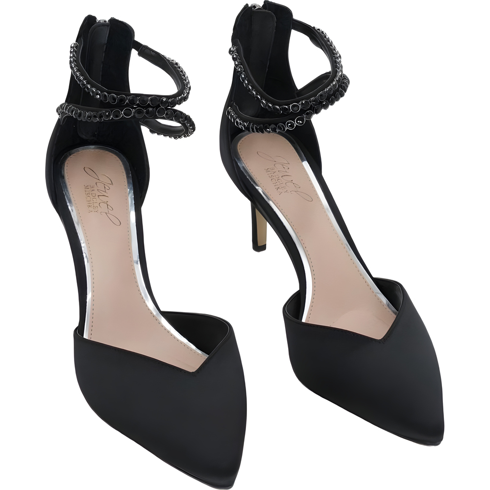 Jewel Badgley Mischka Emmi Evening Pumps Black Satin Size 8M